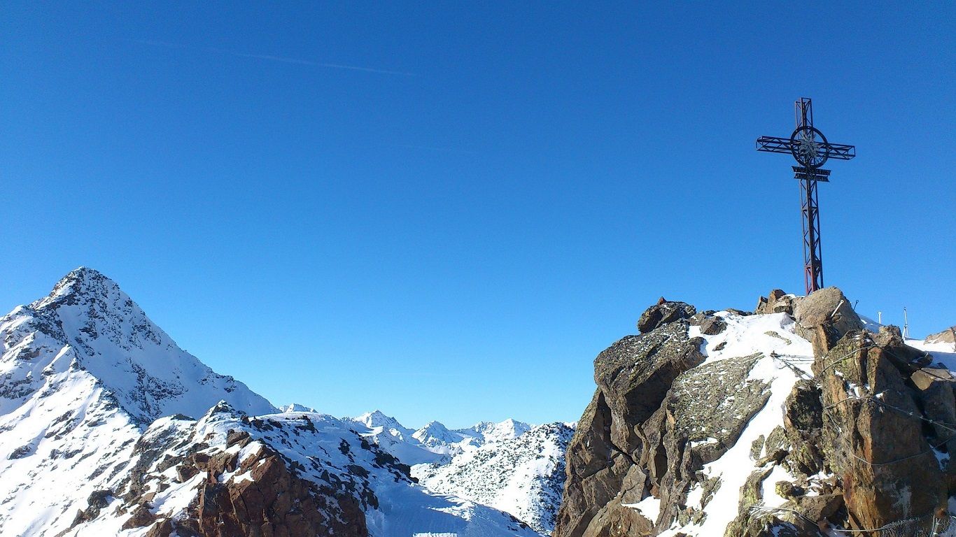 Sölden. Dva ledovce a tři třítisícovky