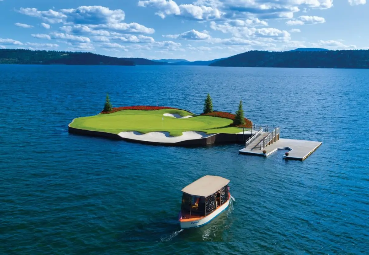 Unikátní golfové hřiště Coeur d`Alene: Plovoucí green